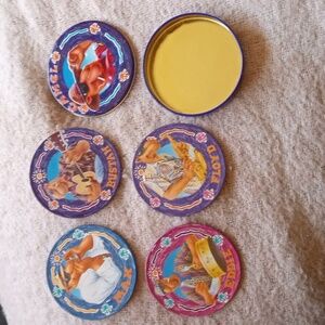Vintage Joe Camel Beach club set of four coaster set metal canister